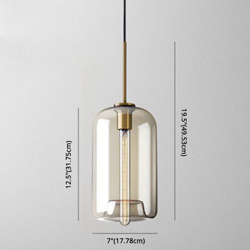 Cognac Glass Pendant Light Modern Minimalist 1-Light Pendant Lighting For Dining Room Table Clearhalo 'Ceiling Lights' 'Glass shade' 'Glass' 'Modern Pendants' 'Modern' 'Pendant Lights' 'Pendants' Lighting' 2579334