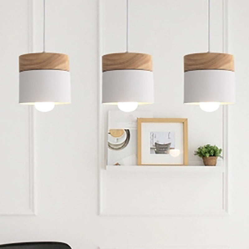 Modern Minimalist Wooden Pendant Light Metal Macarons 1-Light Pendant Lighting