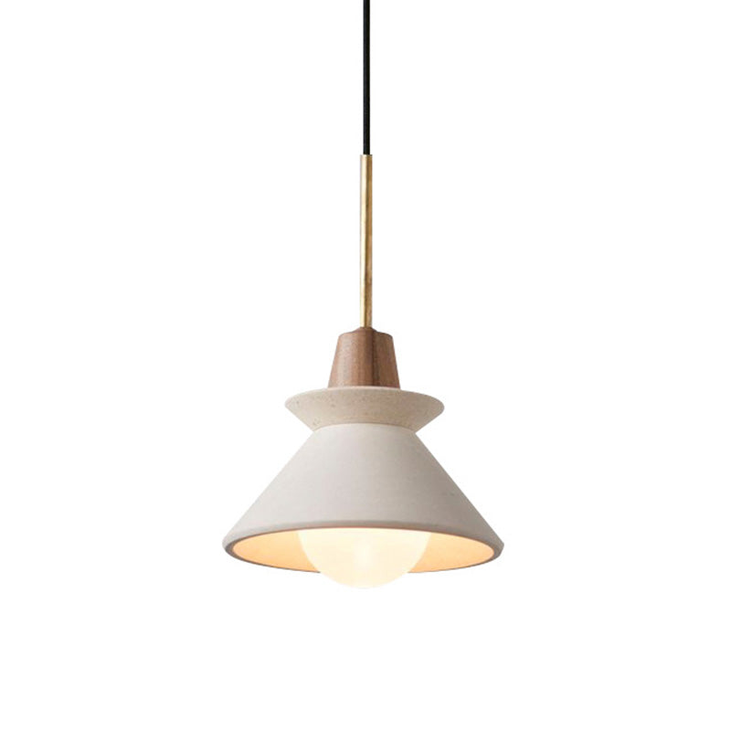 White Cement Tapered Hanging Light Nordic Minimalist Style 1 Light Restaurant Down Mini Pendant Clearhalo 'Ceiling Lights' 'Modern Pendants' 'Modern' 'Pendant Lights' 'Pendants' Lighting' 2586859