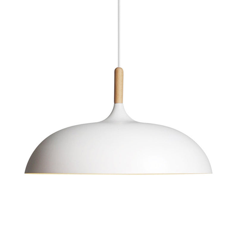 Taavita Dining Room Modern Metal Drop Pendant 1 Hanging Ceiling Light with Wooden Top