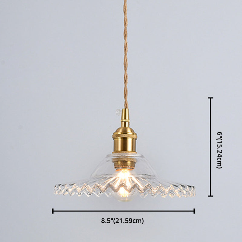 Taavita Vintage Industrial 1 Light Scalloped Edge Glass Pendant Light Hanging Light for Living Room