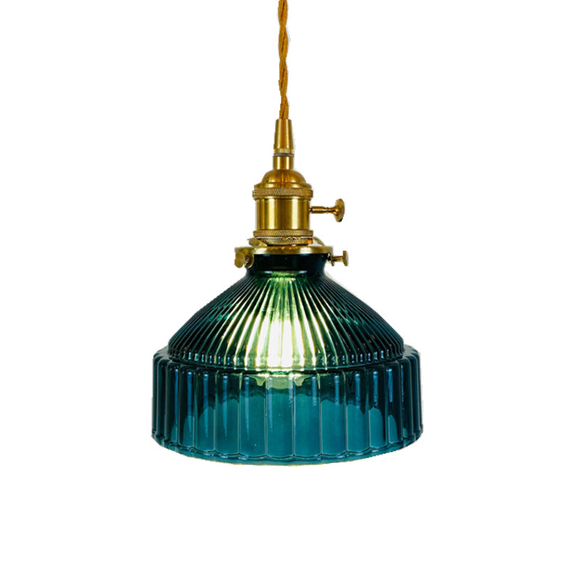 Taavita Retro Industrial 1 Light Pendant Lamp with Prismatic Glass - Taavita Pendant Lighting for Living Room, Green Smoke Gray Amber Clear