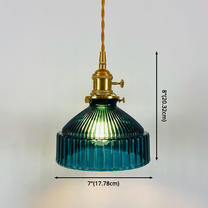 Taavita Retro Industrial 1 Light Pendant Lamp with Prismatic Glass - Taavita Pendant Lighting for Living Room, Green Smoke Gray Amber Clear