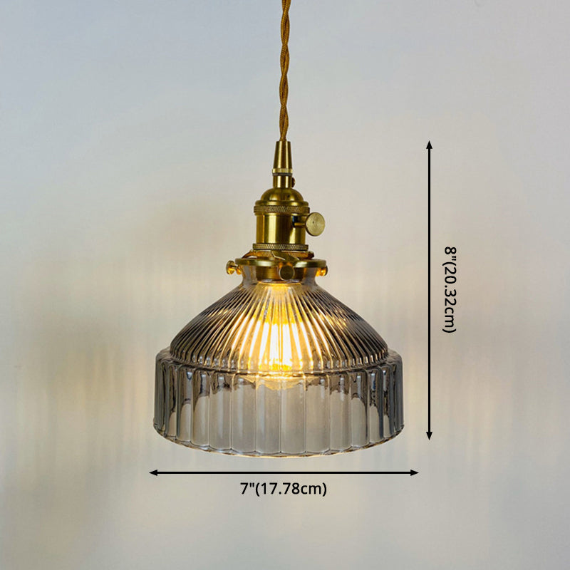 Taavita Retro Industrial 1 Light Pendant Lamp with Prismatic Glass - Taavita Pendant Lighting for Living Room, Green Smoke Gray Amber Clear