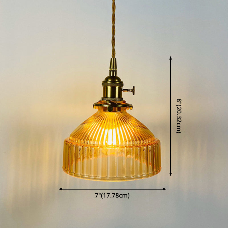 Taavita Retro Industrial 1 Light Pendant Lamp with Prismatic Glass - Taavita Pendant Lighting for Living Room, Green Smoke Gray Amber Clear