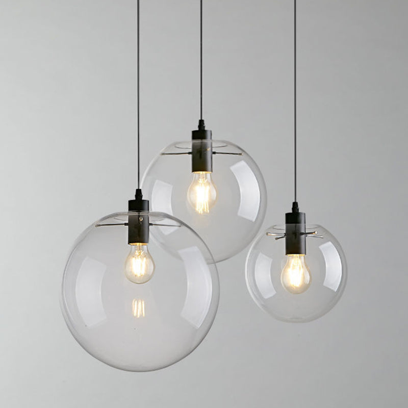 1 Light Modern Minimalist Clear Glass Spherical Pendant Light for Dining Room