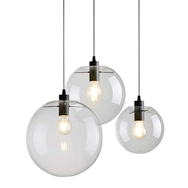 1 Light Modern Minimalist Clear Glass Spherical Pendant Light for Dining Room