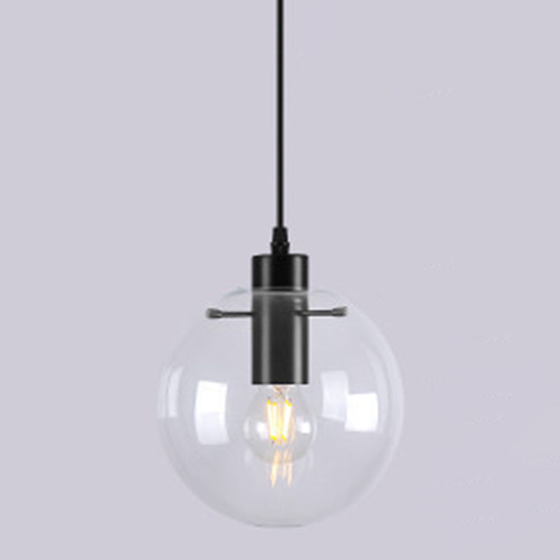 1 Light Spherical Pendant Light Modern Minimalist Clear Glass Dining Room Hanging Lamp Clearhalo 'Ceiling Lights' 'Glass shade' 'Glass' 'Modern Pendants' 'Modern' 'Pendant Lights' 'Pendants' Lighting' 2588999