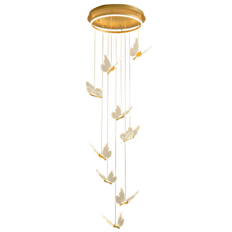 Modern LED Multi-Light Pendant Taavita Spiral Staircase Ceiling Lighting in Gold with Acrylic Shade