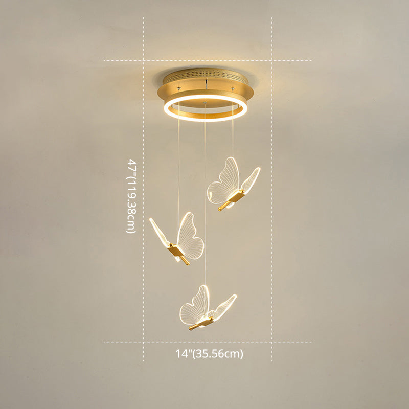 Modern LED Multi-Light Pendant Taavita Spiral Staircase Ceiling Lighting in Gold with Acrylic Shade