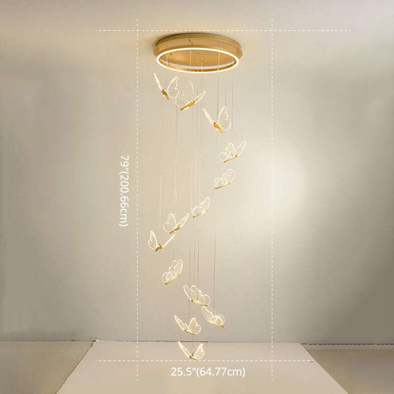 Modern LED Multi-Light Pendant Taavita Spiral Staircase Ceiling Lighting in Gold with Acrylic Shade