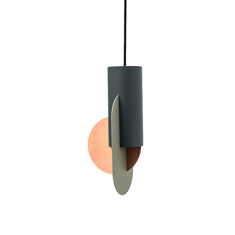 Geometric Colorblock Pendant Lighting Macaron Metal 1-Light Pink-Green-Grey Ceiling Light Pink-Green-Gray B Clearhalo 'Ceiling Lights' 'Modern Pendants' 'Modern' 'Pendant Lights' 'Pendants' Lighting' 2593331