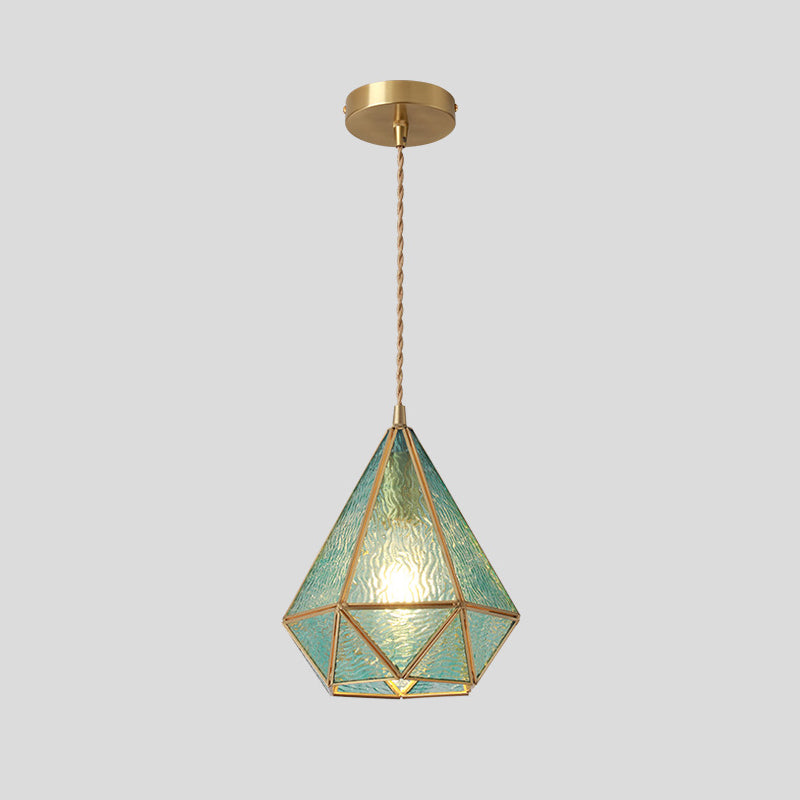 Suspended Lighting Fixture Tiffany Style Shaded Glass Hanging Pendant with Brass Canopy Clear Linear Canopy Clearhalo 'Ceiling Lights' 'Glass shade' 'Glass' 'Modern Pendants' 'Modern' 'Pendant Lights' 'Pendants' Lighting' 2593544