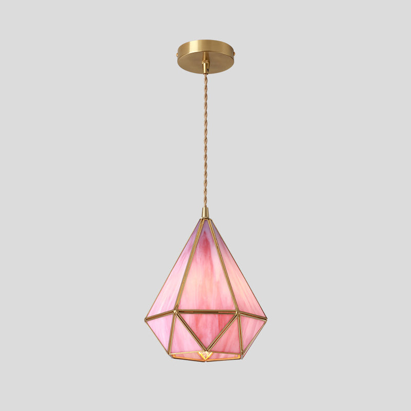 Suspended Lighting Fixture Tiffany Style Shaded Glass Hanging Pendant with Brass Canopy Clearhalo 'Ceiling Lights' 'Glass shade' 'Glass' 'Modern Pendants' 'Modern' 'Pendant Lights' 'Pendants' Lighting' 2593533