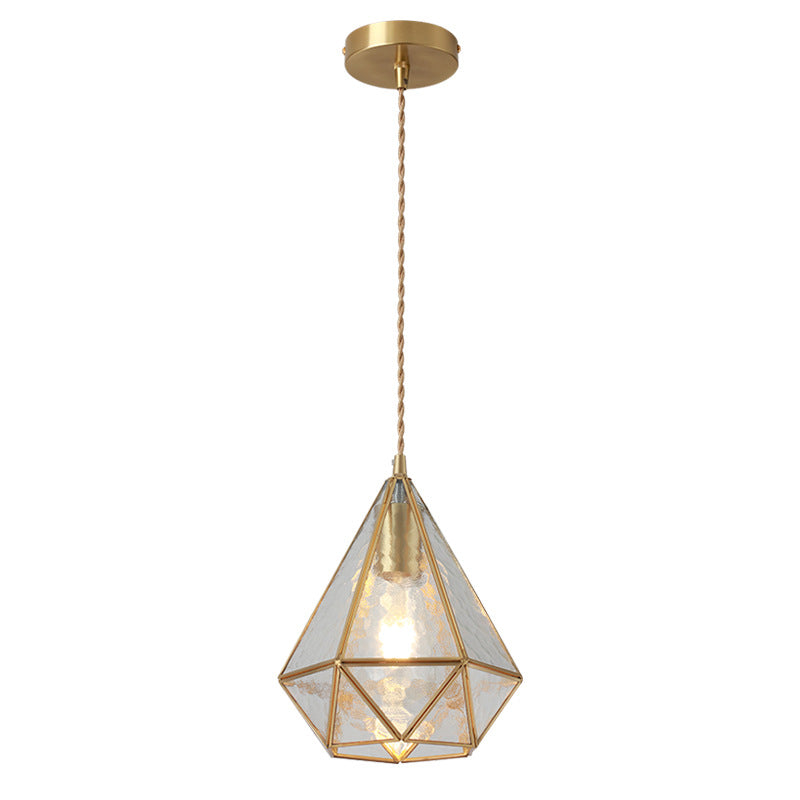 Taavita Style Hanging Lighting Treatment - Shaded Glass Hanging Pendant with Brass Canopy