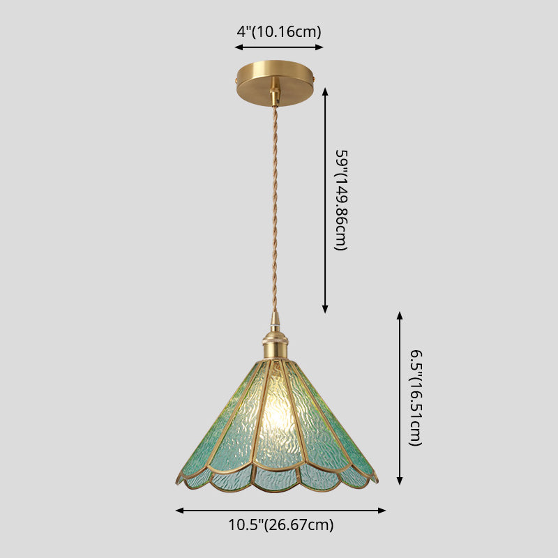 Taavita Style Hanging Lighting Treatment - Shaded Glass Hanging Pendant with Brass Canopy