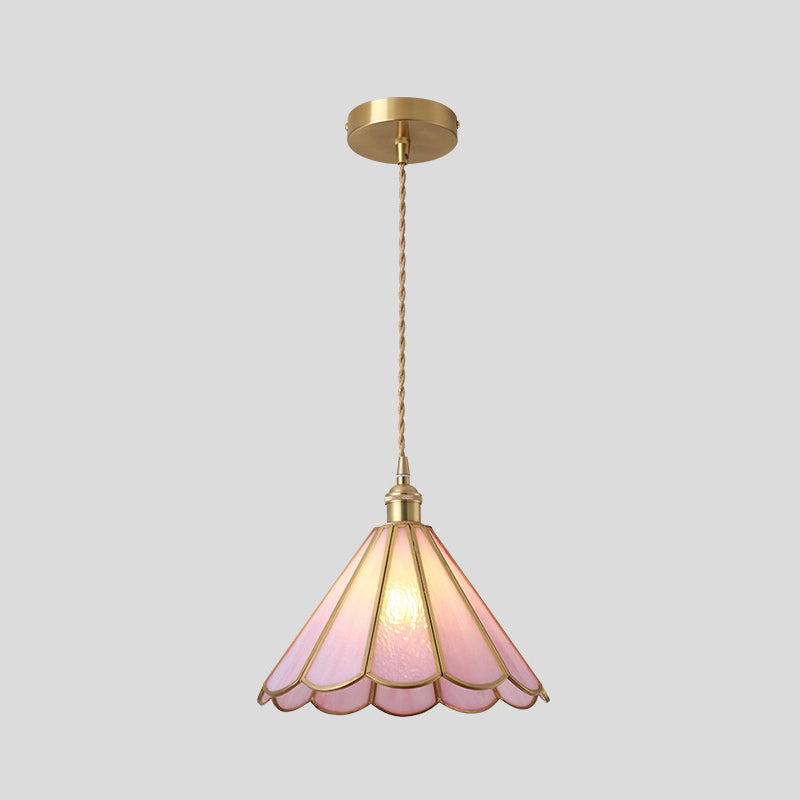 Suspended Lighting Fixture Tiffany Style Shaded Glass Hanging Pendant with Brass Canopy Clearhalo 'Ceiling Lights' 'Glass shade' 'Glass' 'Modern Pendants' 'Modern' 'Pendant Lights' 'Pendants' Lighting' 2593545