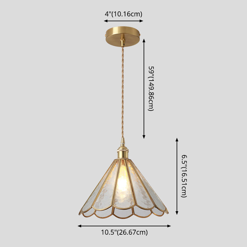 Taavita Style Hanging Lighting Treatment - Shaded Glass Hanging Pendant with Brass Canopy