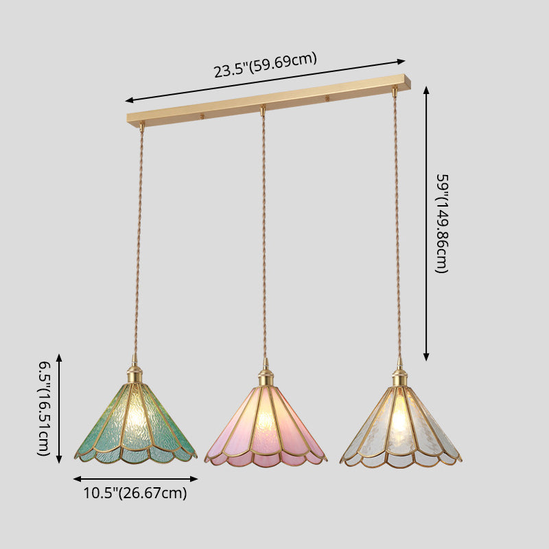 Taavita Style Hanging Lighting Treatment - Shaded Glass Hanging Pendant with Brass Canopy