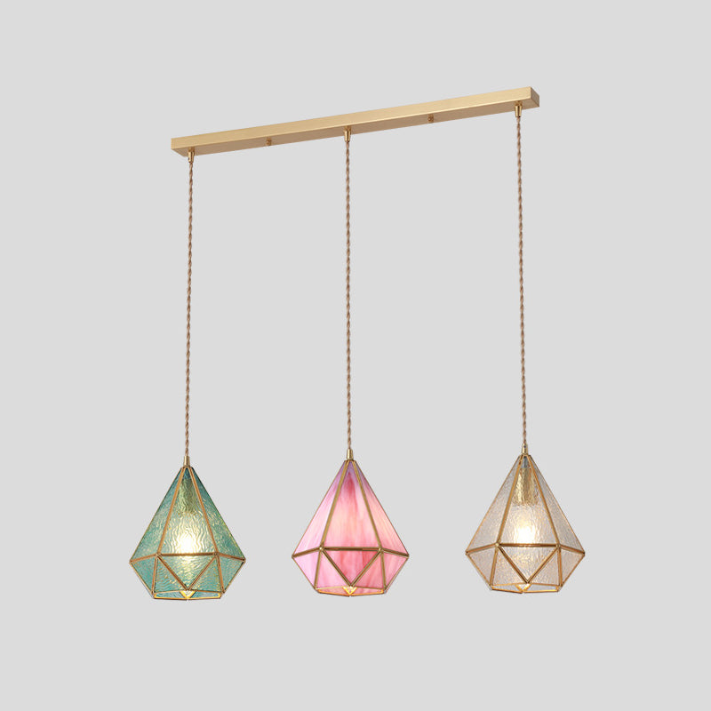 Suspended Lighting Fixture Tiffany Style Shaded Glass Hanging Pendant with Brass Canopy Clearhalo 'Ceiling Lights' 'Glass shade' 'Glass' 'Modern Pendants' 'Modern' 'Pendant Lights' 'Pendants' Lighting' 2593519