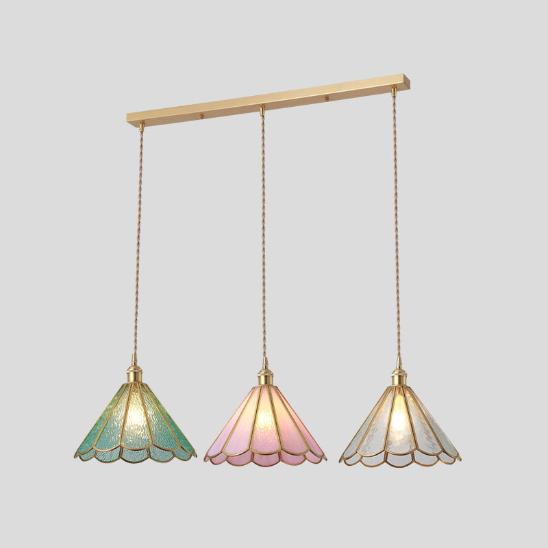 Suspended Lighting Fixture Tiffany Style Shaded Glass Hanging Pendant with Brass Canopy Clear Star Clearhalo 'Ceiling Lights' 'Glass shade' 'Glass' 'Modern Pendants' 'Modern' 'Pendant Lights' 'Pendants' Lighting' 2593536