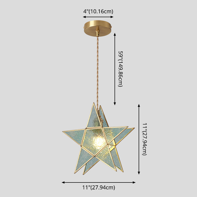 Taavita Style Hanging Lighting Treatment - Shaded Glass Hanging Pendant with Brass Canopy