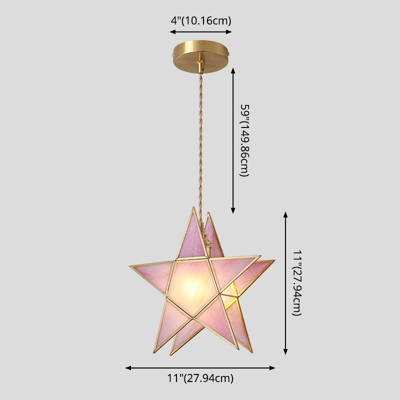 Taavita Style Hanging Lighting Treatment - Shaded Glass Hanging Pendant with Brass Canopy