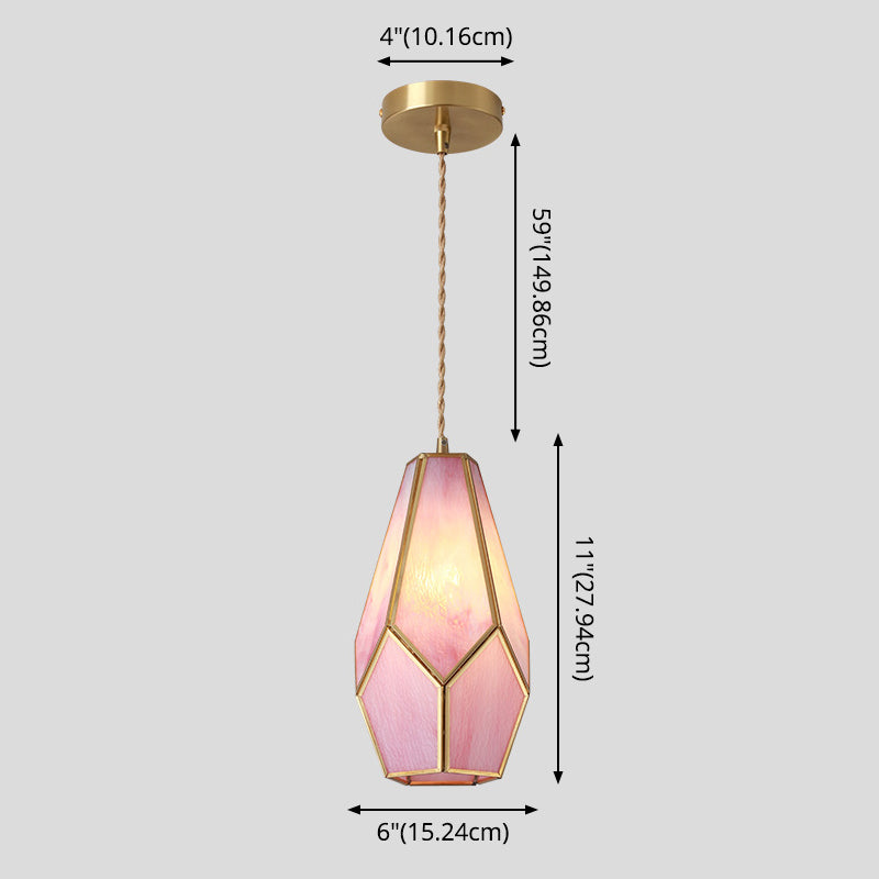 Taavita Style Hanging Lighting Treatment - Shaded Glass Hanging Pendant with Brass Canopy