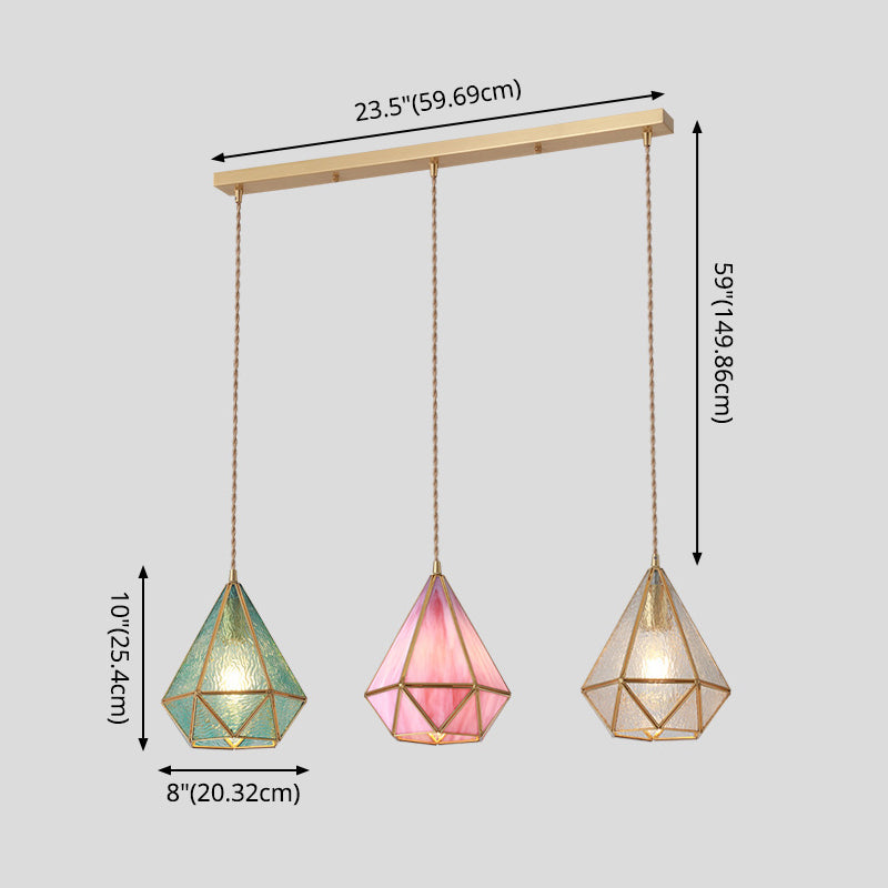 Taavita Style Hanging Lighting Treatment - Shaded Glass Hanging Pendant with Brass Canopy