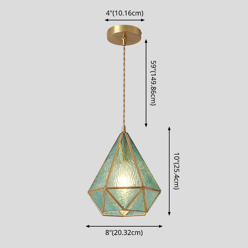 Taavita Style Hanging Lighting Treatment - Shaded Glass Hanging Pendant with Brass Canopy