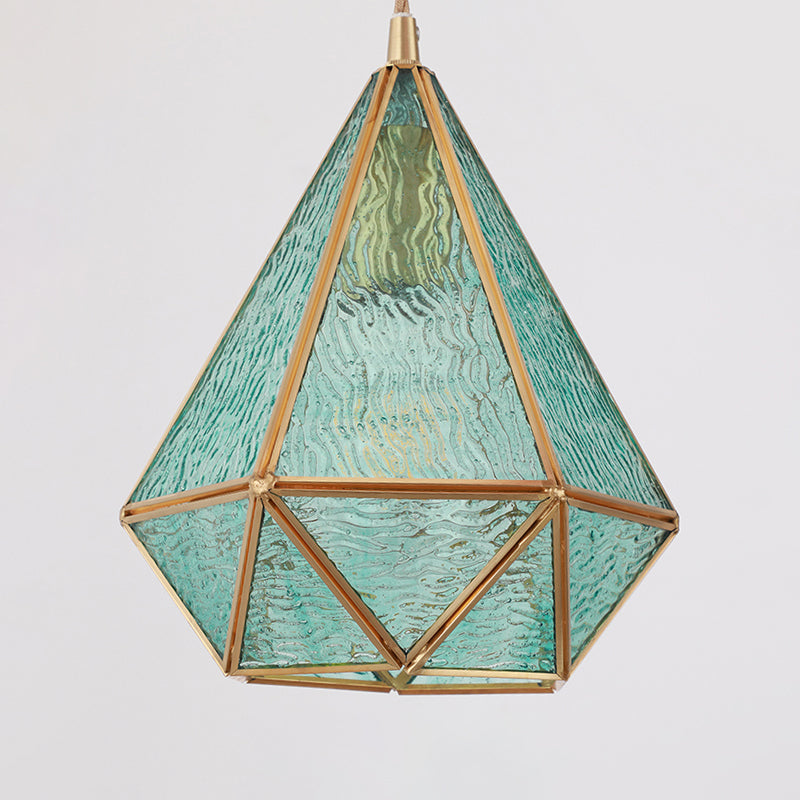 Taavita Style Hanging Lighting Treatment - Shaded Glass Hanging Pendant with Brass Canopy