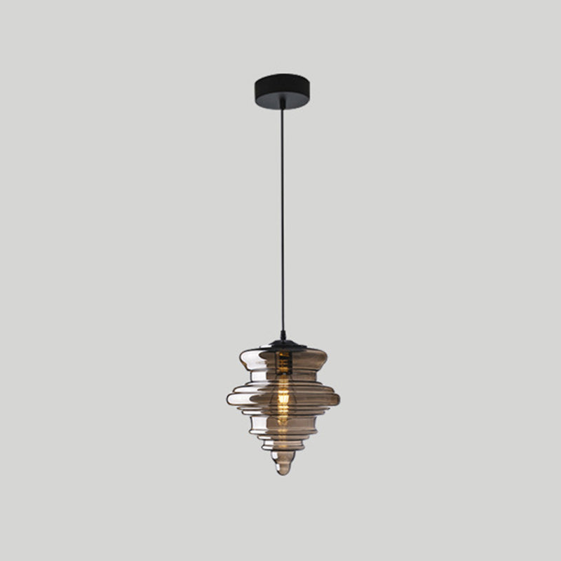 1 Head Spool Shaped Ceiling Pendant Light Retro Glass Hanging Light Fixture for Restaurant Cognac A Clearhalo 'Art Deco Pendants' 'Cast Iron' 'Ceiling Lights' 'Ceramic' 'Crystal' 'Industrial Pendants' 'Industrial' 'Metal' 'Middle Century Pendants' 'Pendant Lights' 'Pendants' 'Tiffany' Lighting' 2593842