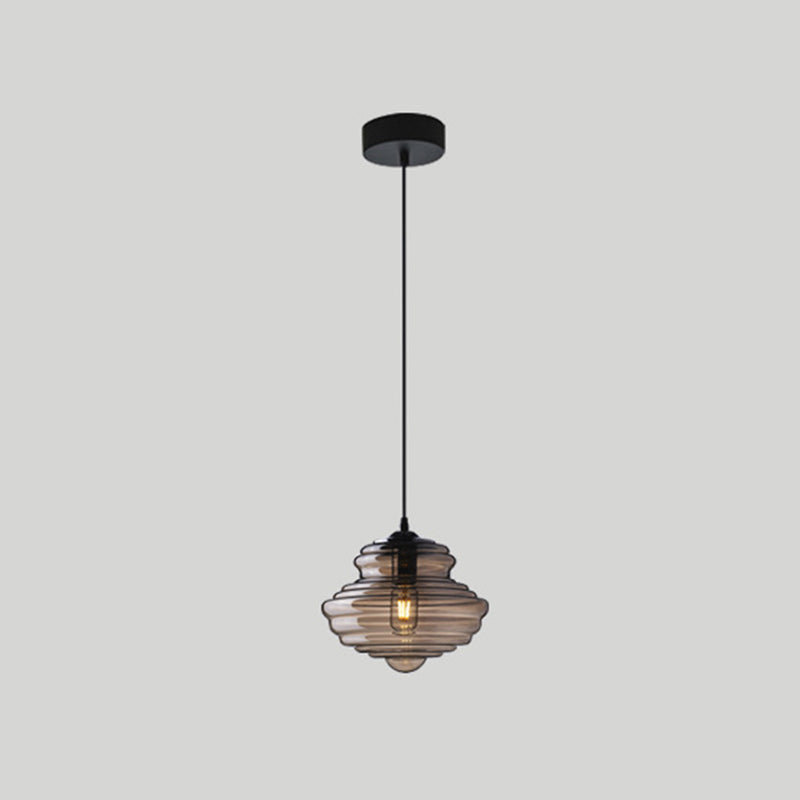 1 Head Spool Shaped Ceiling Pendant Light Retro Glass Hanging Light Fixture for Restaurant Clearhalo 'Art Deco Pendants' 'Cast Iron' 'Ceiling Lights' 'Ceramic' 'Crystal' 'Industrial Pendants' 'Industrial' 'Metal' 'Middle Century Pendants' 'Pendant Lights' 'Pendants' 'Tiffany' Lighting' 2593856