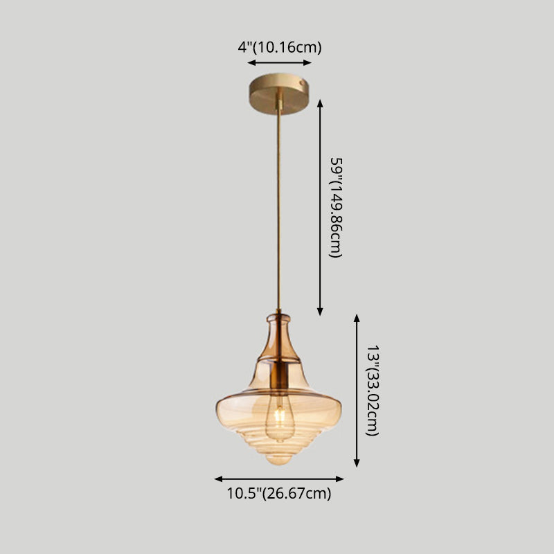 Taavita Head Spiral Ceiling Pendant Light Easy Retro Glass Pendant Lamp for the Restaurant in Cognac Smoke Gray