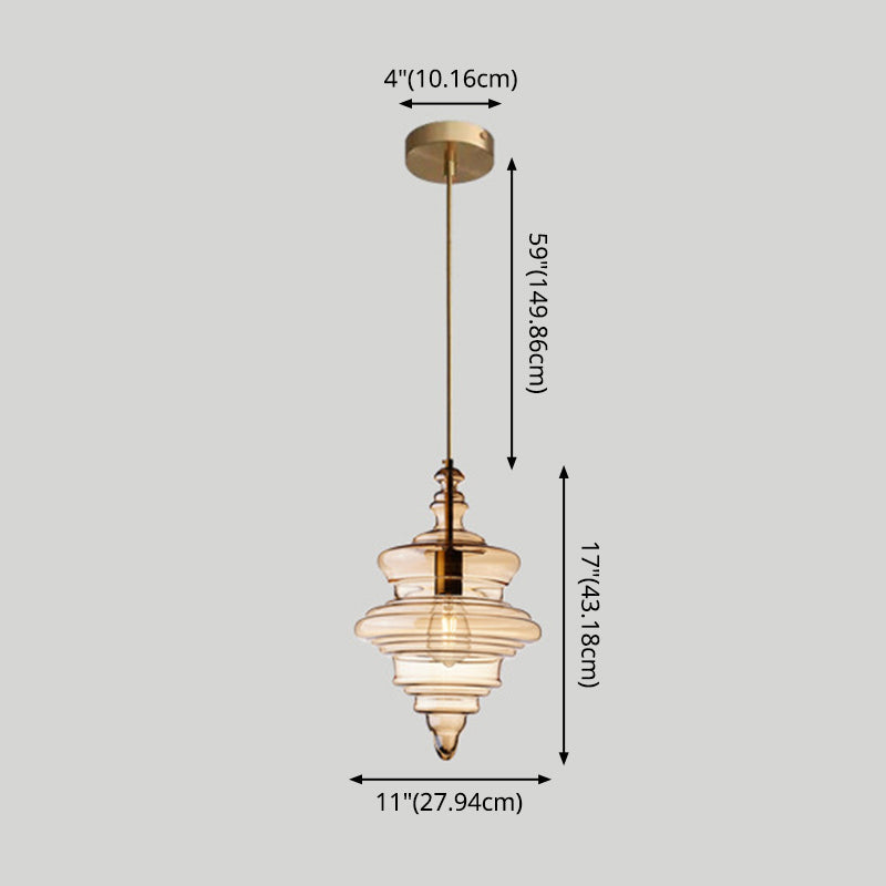 Taavita Head Spiral Ceiling Pendant Light Easy Retro Glass Pendant Lamp for the Restaurant in Cognac Smoke Gray