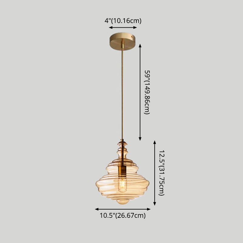 Taavita Head Spiral Ceiling Pendant Light Easy Retro Glass Pendant Lamp for the Restaurant in Cognac Smoke Gray