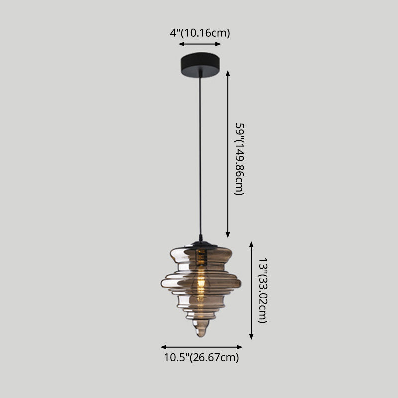 Taavita Head Spiral Ceiling Pendant Light Easy Retro Glass Pendant Lamp for the Restaurant in Cognac Smoke Gray