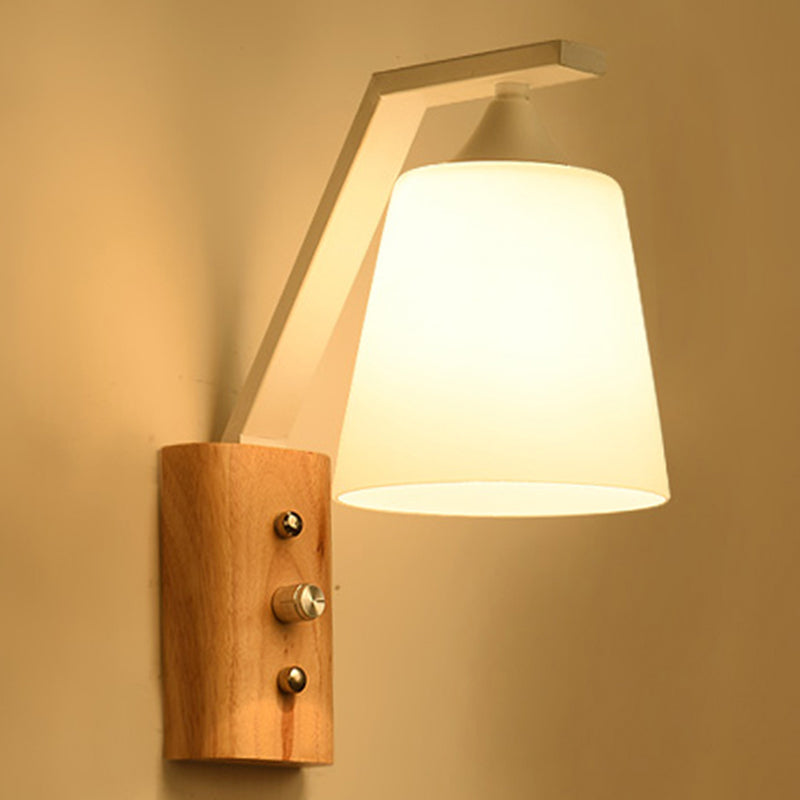 Taavita Wall Lamp Glass Wall Lighting Wood Downlight for Study Room Bedroom