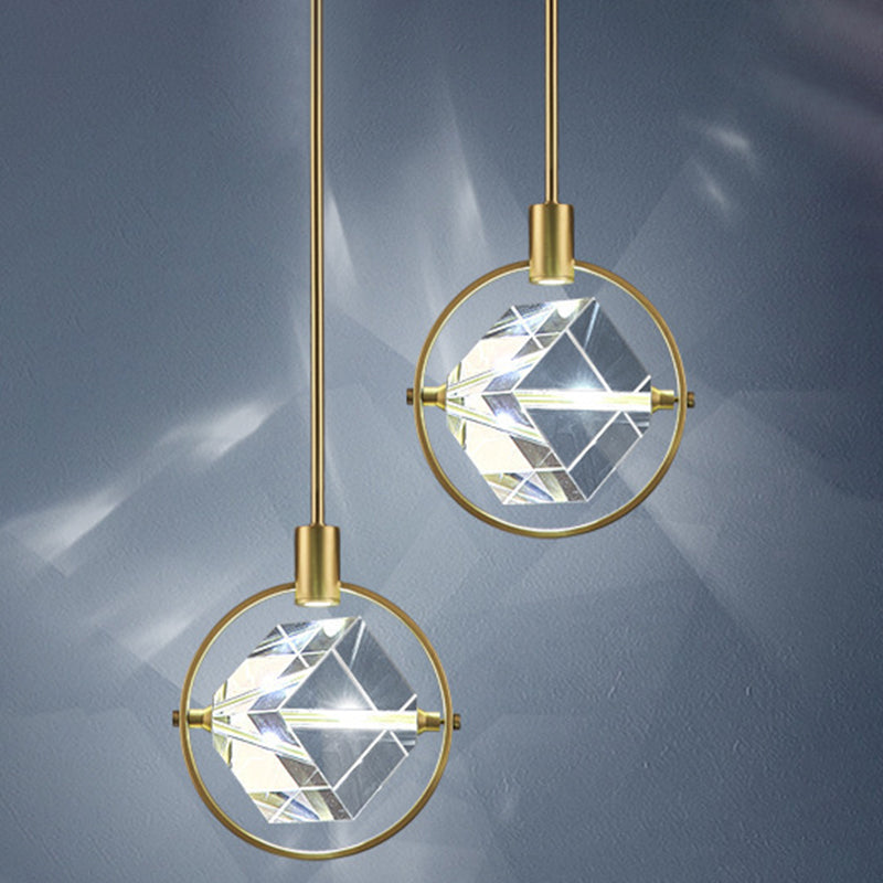 Modern Pendant Ceiling Light LED Gold Geometric Lighting Fixture