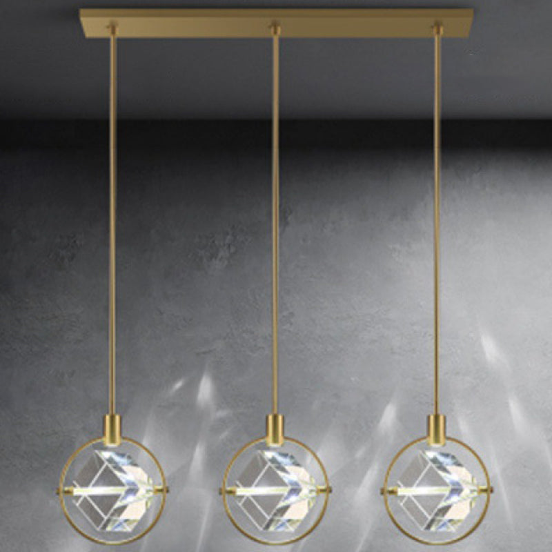 Crystal Cubic Hanging Ceiling Light Modern Style LED Gold Suspended Lighting Fixture Clearhalo 'Ceiling Lights' 'Pendant Lights' 'Pendants' Lighting' 2603064