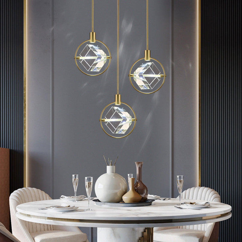 Modern Pendant Ceiling Light LED Gold Geometric Lighting Fixture