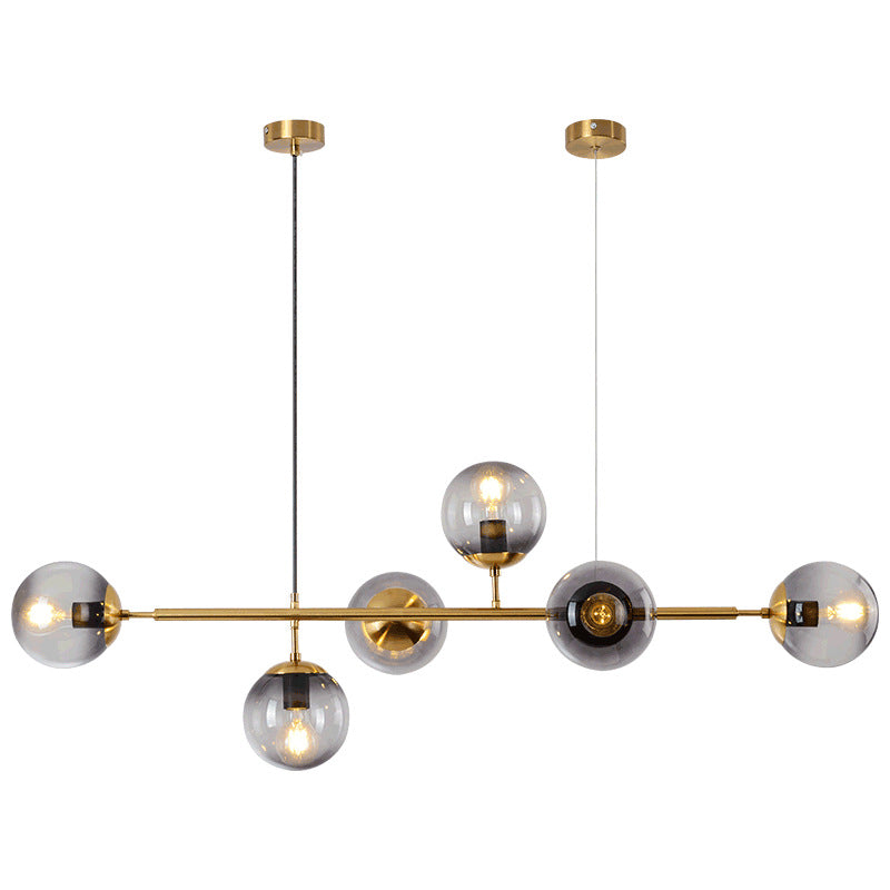 6 Modern Light Gold Metal Island Heaters Lighting Globe Glass Ceiling Light for Dining Table