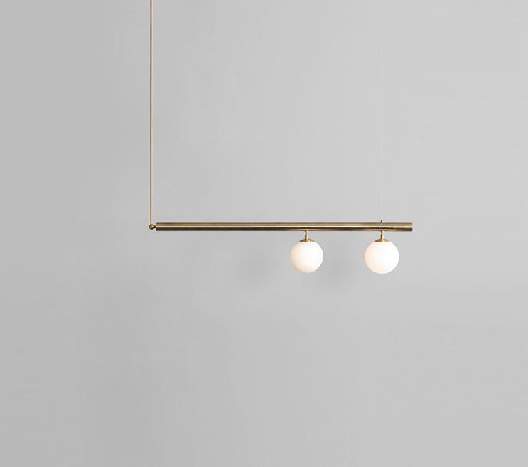 Modern Minimalism Gold Metal Linear Island Pendant Lighting Globe Glass Island Ceiling Light for Living Room Clearhalo 'Ceiling Lights' 'Island Lights' 'Lighting' 2605264