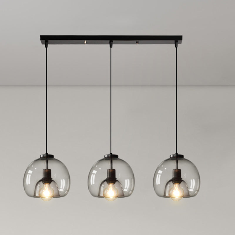 Black Spherical Pendant Light Modern Minimalist Clear Glass Dining Room Hanging Lamp Clearhalo 'Ceiling Lights' 'Pendant Lights' 'Pendants' Lighting' 2610139