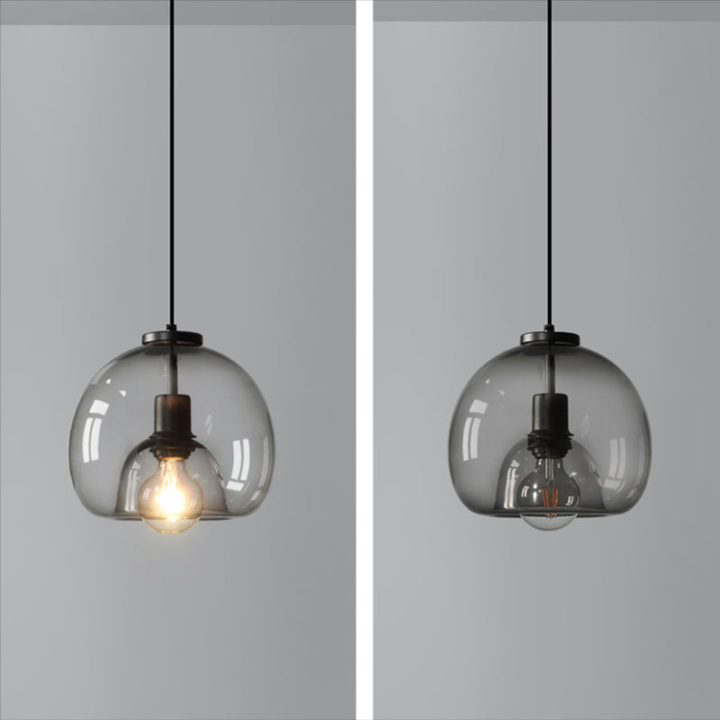 Taavita Minimalist Spherical Pendant Light Modern Clear Glass Dining Room Hanging Lamp