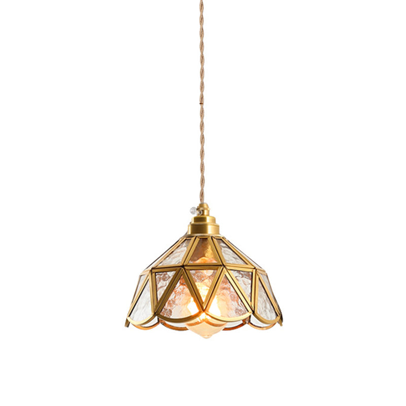 Taavita Clear Glass Pendant Lamp 1 Light Tiffany-Style Pendant Light for Bedroom with Cone Dome Shade in Clear Amber Blue