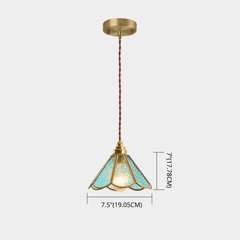 Taavita Clear Glass Pendant Lamp 1 Light Tiffany-Style Pendant Light for Bedroom with Cone Dome Shade in Clear Amber Blue