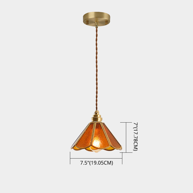 Taavita Clear Glass Pendant Lamp 1 Light Tiffany-Style Pendant Light for Bedroom with Cone Dome Shade in Clear Amber Blue