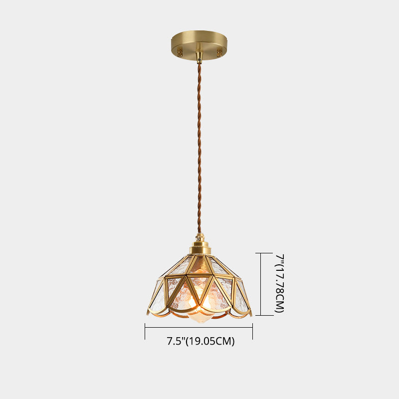 Taavita Clear Glass Pendant Lamp 1 Light Tiffany-Style Pendant Light for Bedroom with Cone Dome Shade in Clear Amber Blue