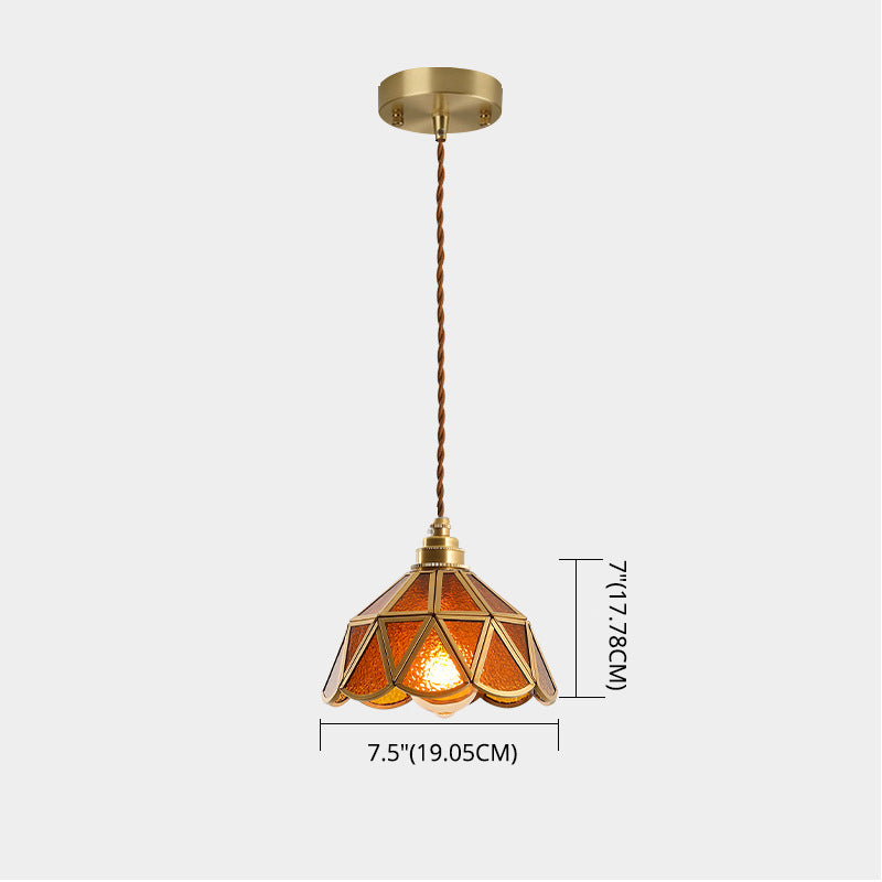 Taavita Clear Glass Pendant Lamp 1 Light Tiffany-Style Pendant Light for Bedroom with Cone Dome Shade in Clear Amber Blue